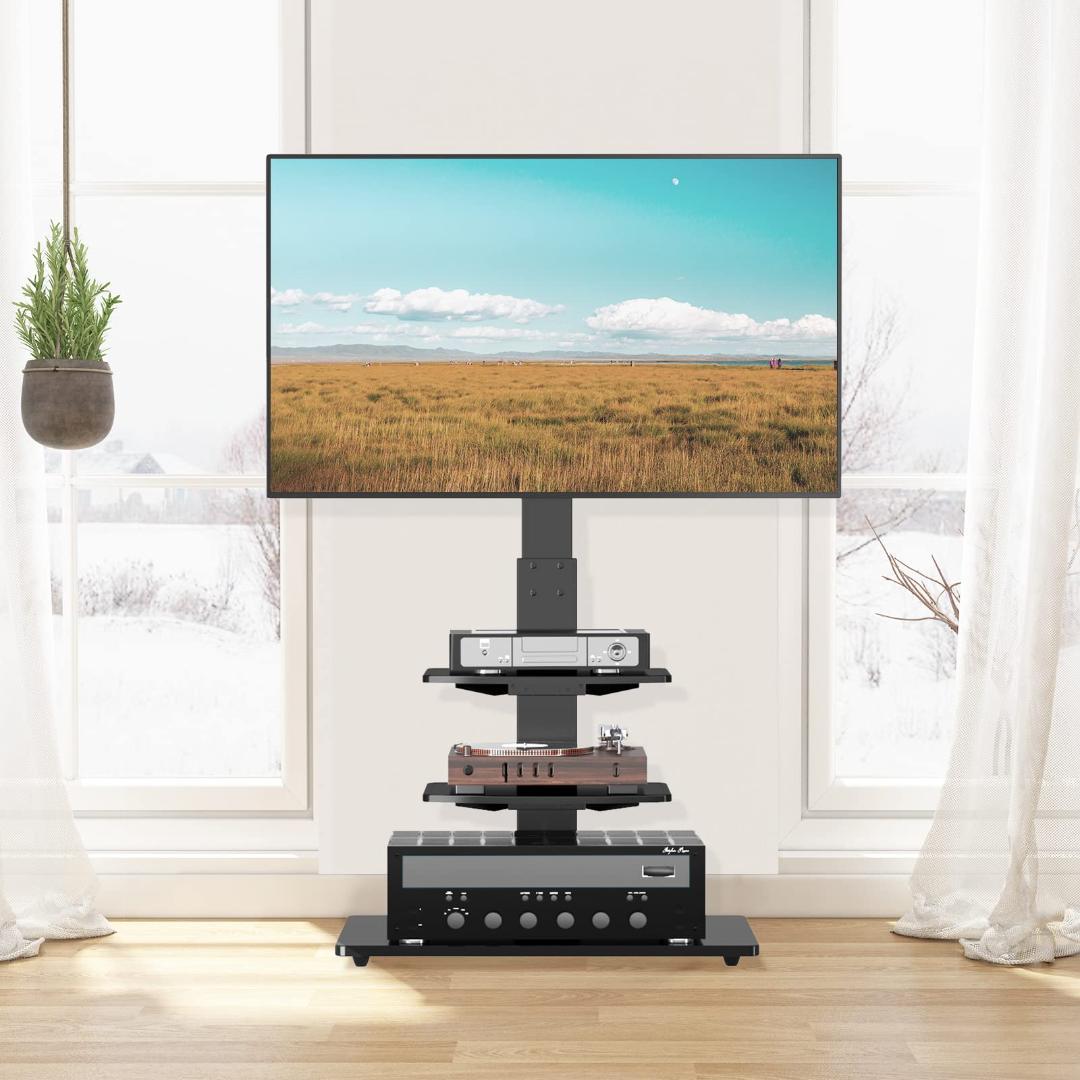 テレビスタンド 左右30°回転 3段棚板付き