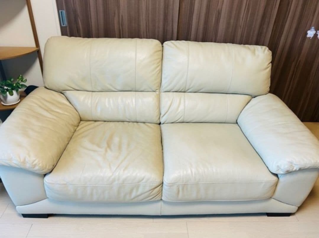 お値段相談可能【ニトリ】【本革】2人用ソファ (ウォール3KD 革C1BE)