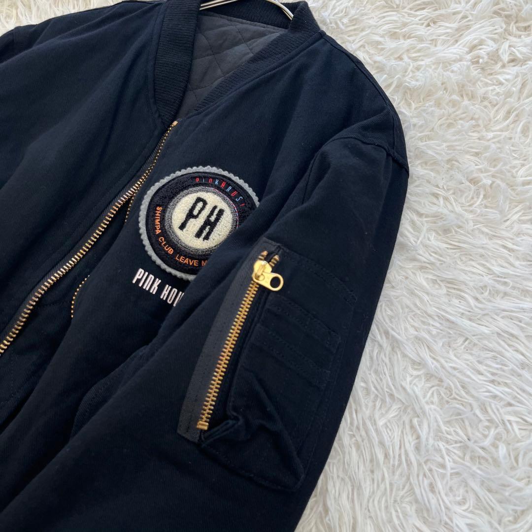 希少✨ ピンクハウス ブルゾン ワッペン 刺繍ロゴ 中綿キルティング 綿100