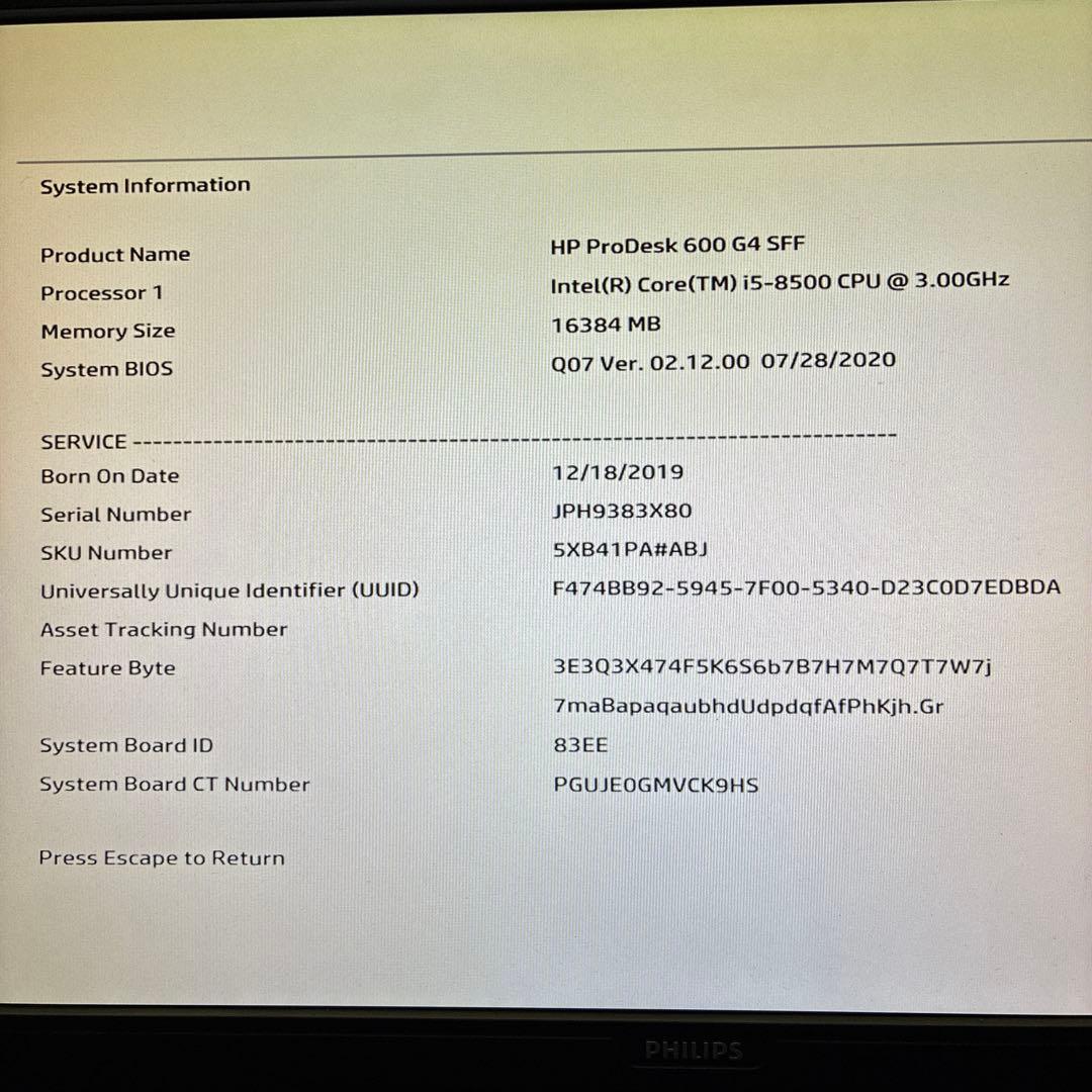 8世代！Core i5！ProDesk 600G4！BIOS確認済！ジャンク品！