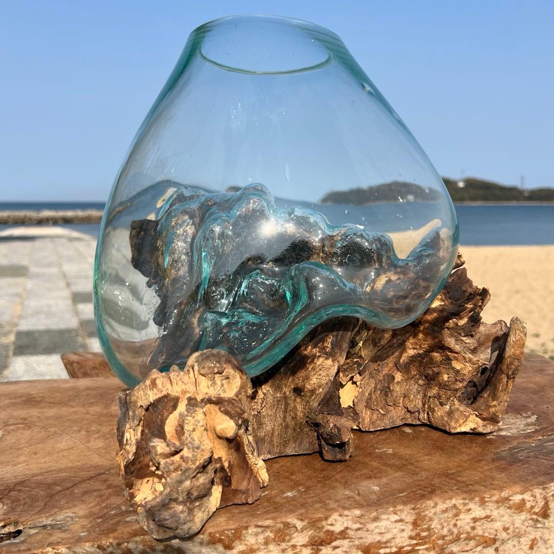流木ガラス オブジェ超特大H 他４点セット花瓶 金魚鉢 水槽 テラリウム 観賞魚