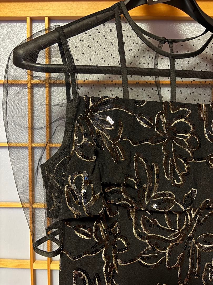 【LEJA】ドットチュールフラワースパンコールIラインドレス