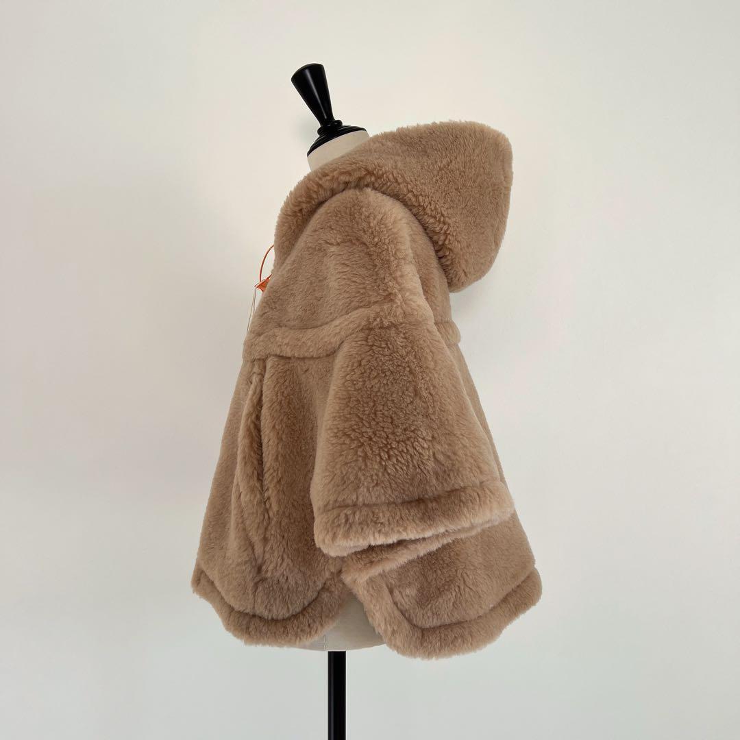 最新作❗️新品未使用　ベアフード付きポンチョ　ケープ ミルクティーベージュ