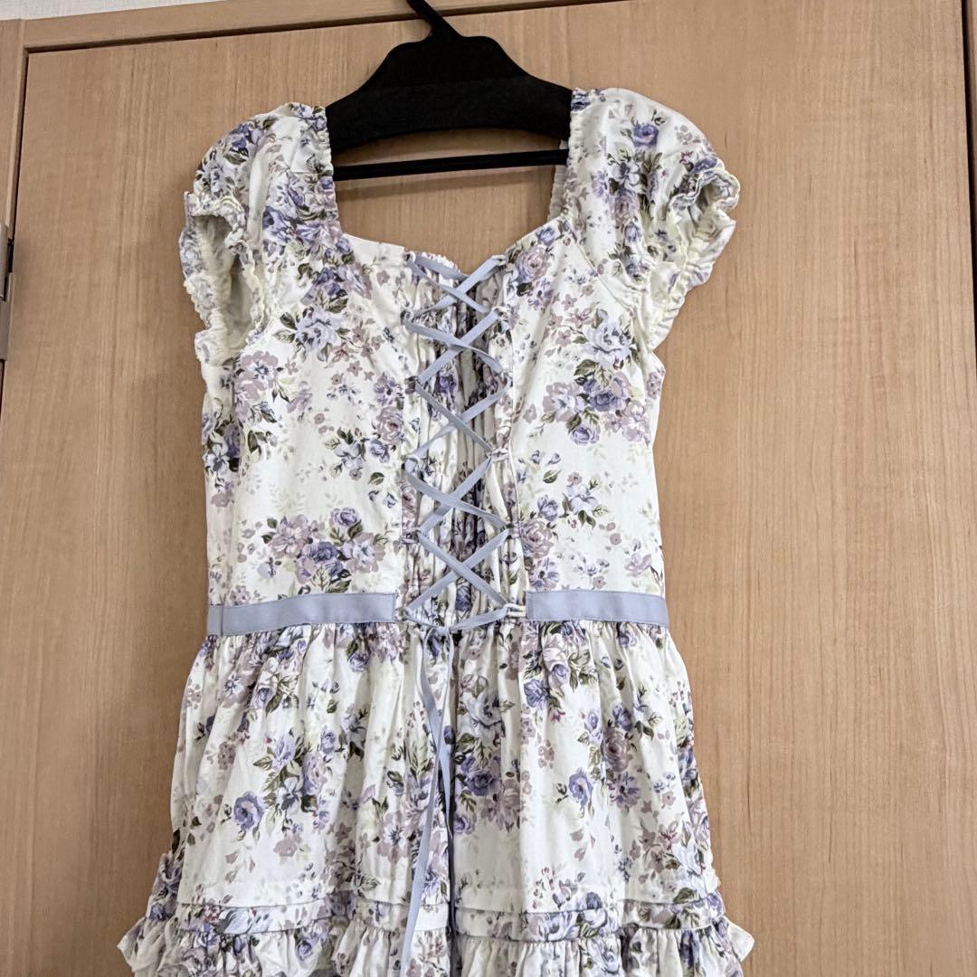 ロココブーケリボンティアードロングドレス　ラベンダー　ヴィクトリアンメイデン