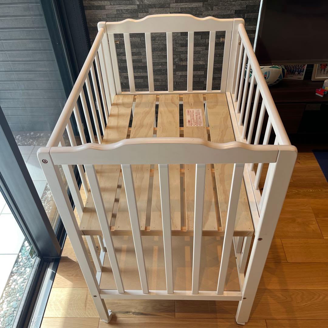 Wオープン腰楽ハイミニベッド　ベビーベッド　ハイタイプ