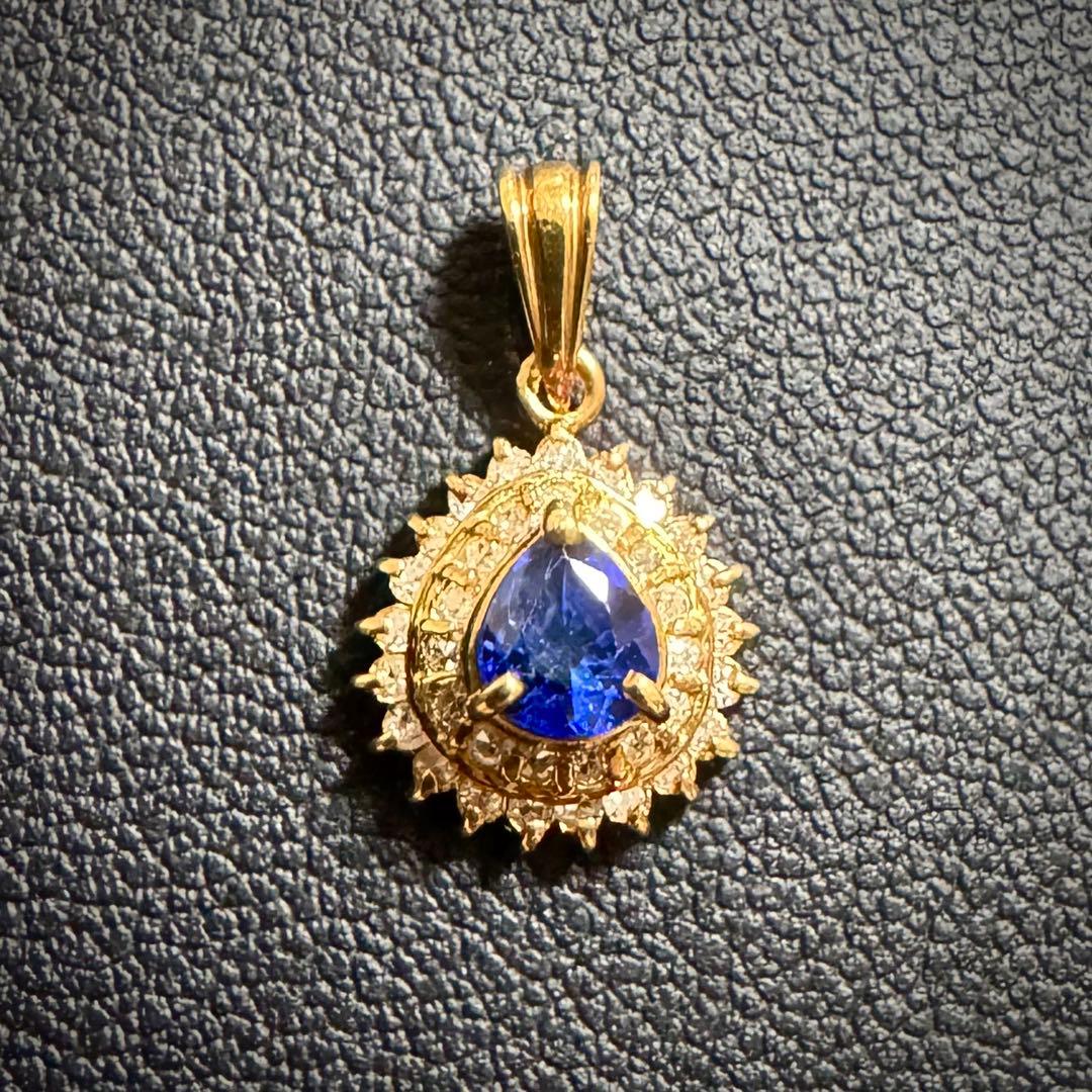 【K18】サファイア0.19ct ゴールド ネックレス トップ 約1.24g