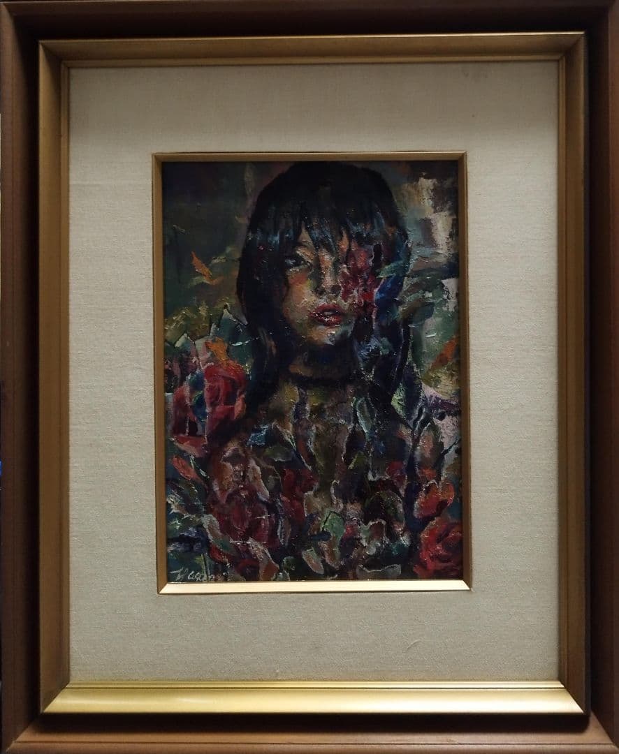 油彩画 『薔薇纏う想い』 F4 原画 一点物 アート インテリア 開運 幸運