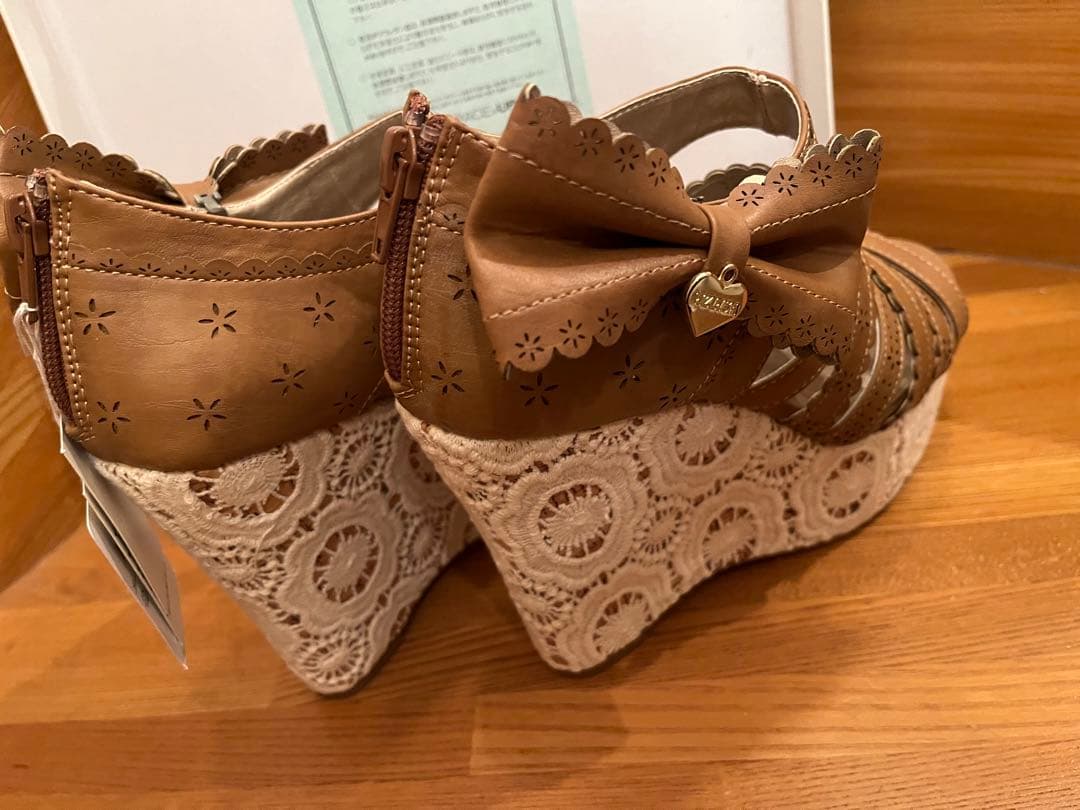 LIZ LISA ウェッジサンダル　リボン　ブラウン　M