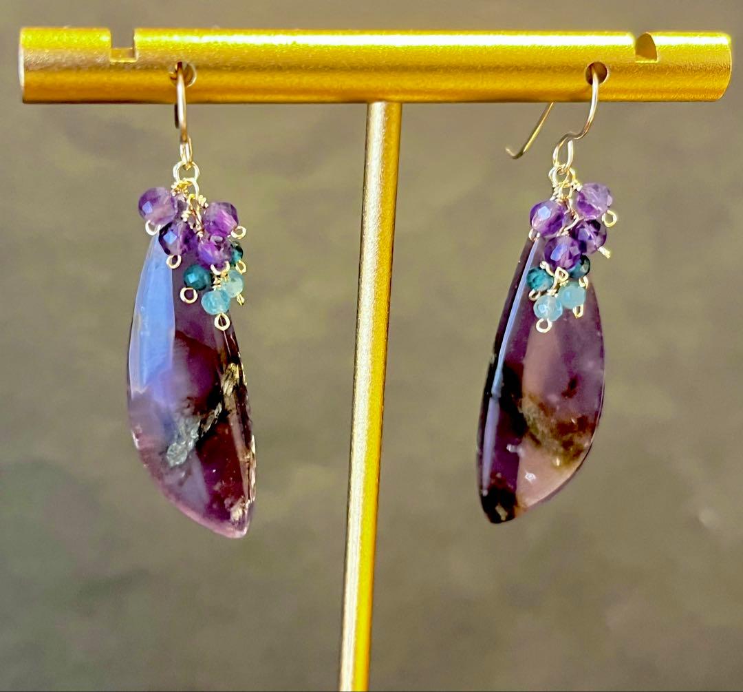 14kgfパープルアゲートのピアス