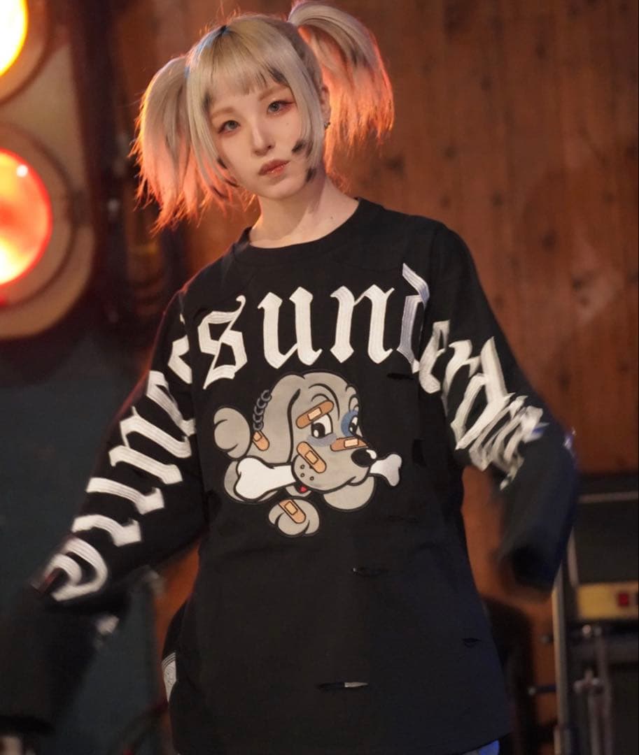 【新品未開封】GAxGALFY ぼろぼろ刺繍 ロンT ブラック 大型犬 XL