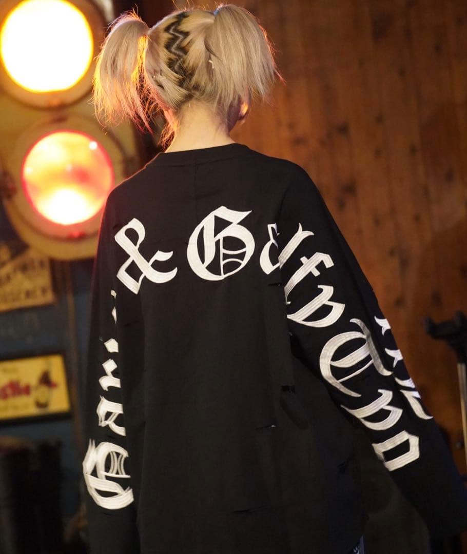 【新品未開封】GAxGALFY ぼろぼろ刺繍 ロンT ブラック 大型犬 XL