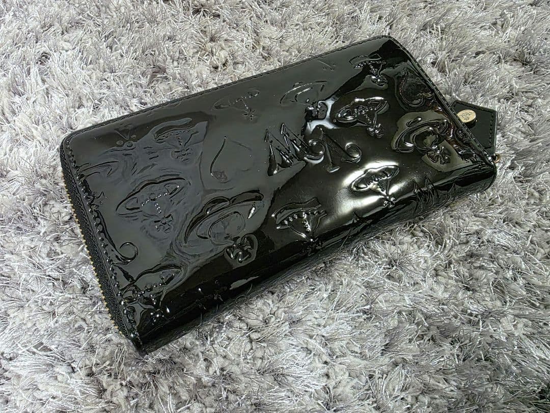 ☆美品☆ ヴィヴィアンウエストウッド 本革 エナメル オーブ 長財布 ブラック