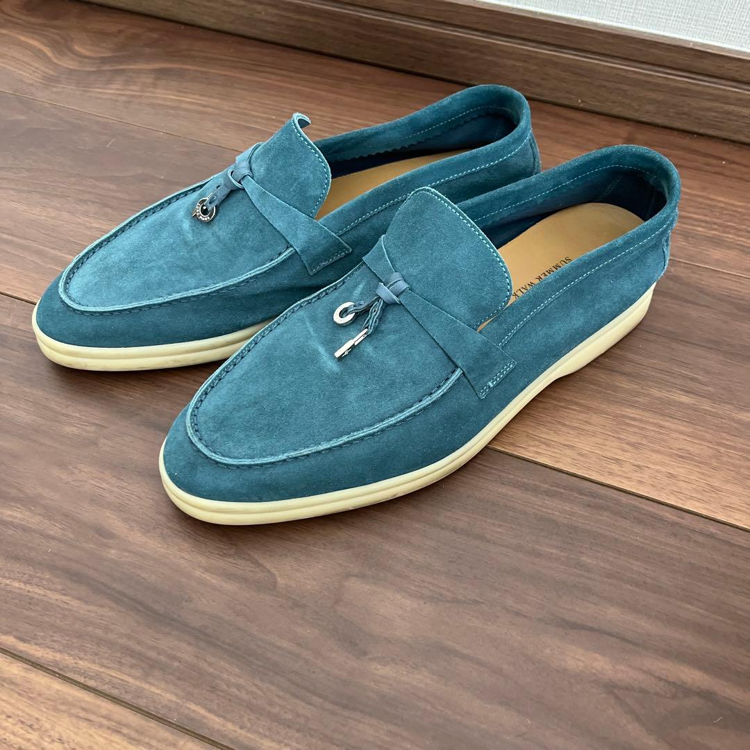 ロロピアーナ　サマー・チャーム・ウォーク・モカシン　ティールブルー