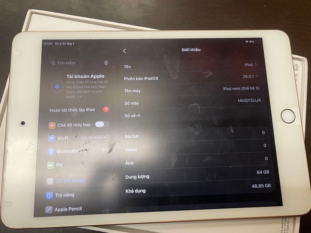 美品Apple IPAD MINI 5 64GB SIMなしゴールド