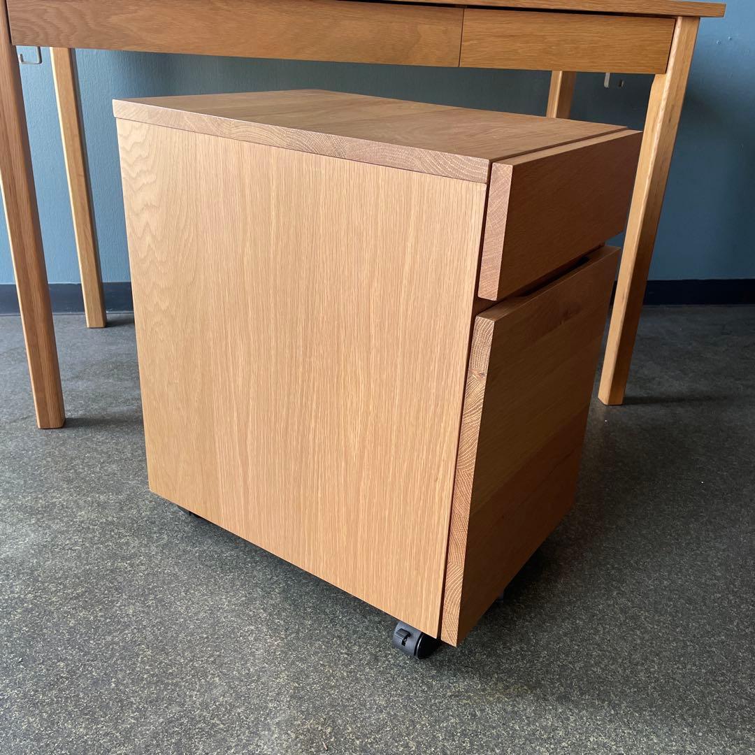 無印良品　デスクキャビネット　キャスター付き　タモ材