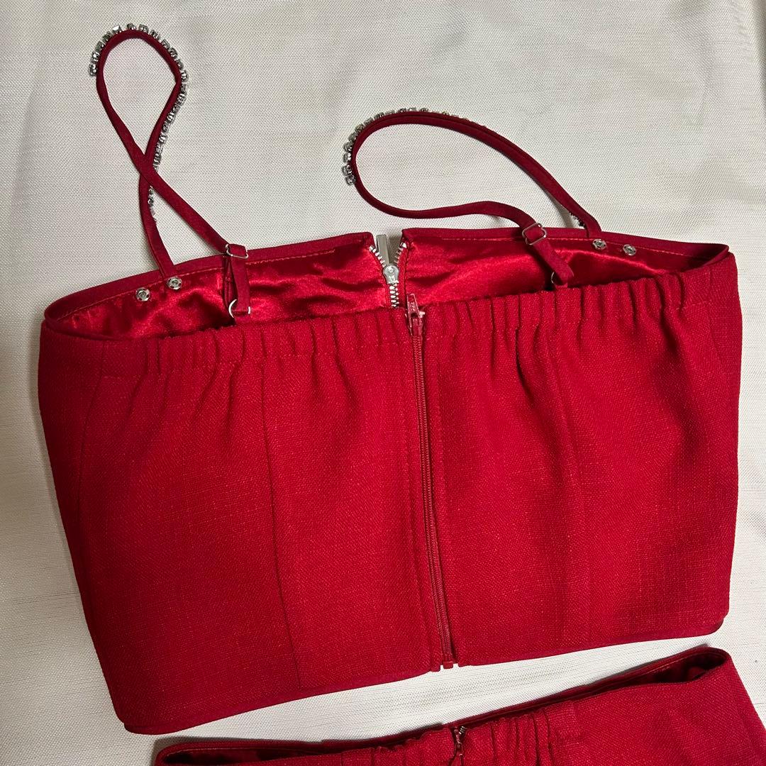 16日取り置き専用　robe de fleurs ビジュー装飾ミニドレス