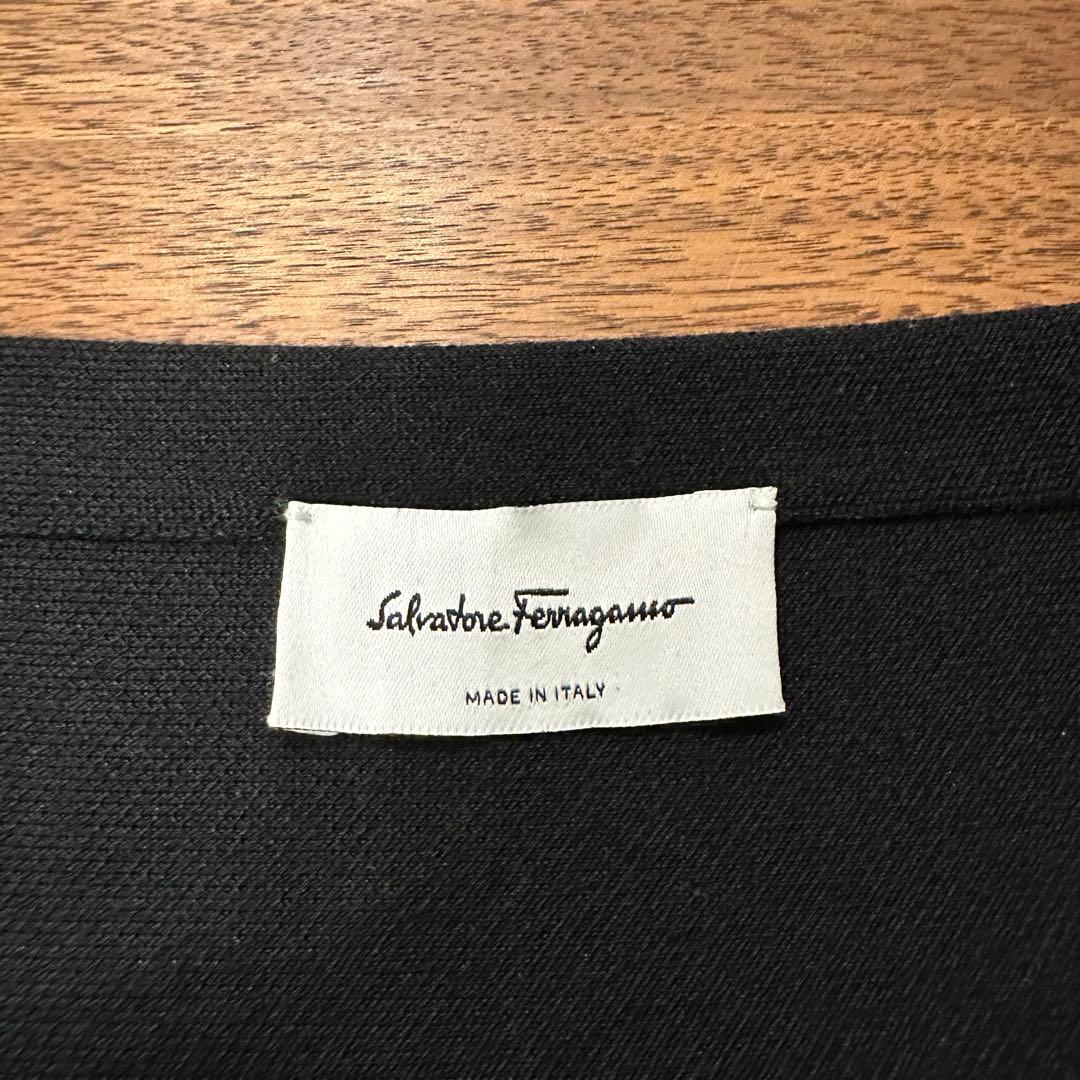 ★サルヴァドーレ フェラガモ★ウールシルクロングカーディガン 黒 ベルト付