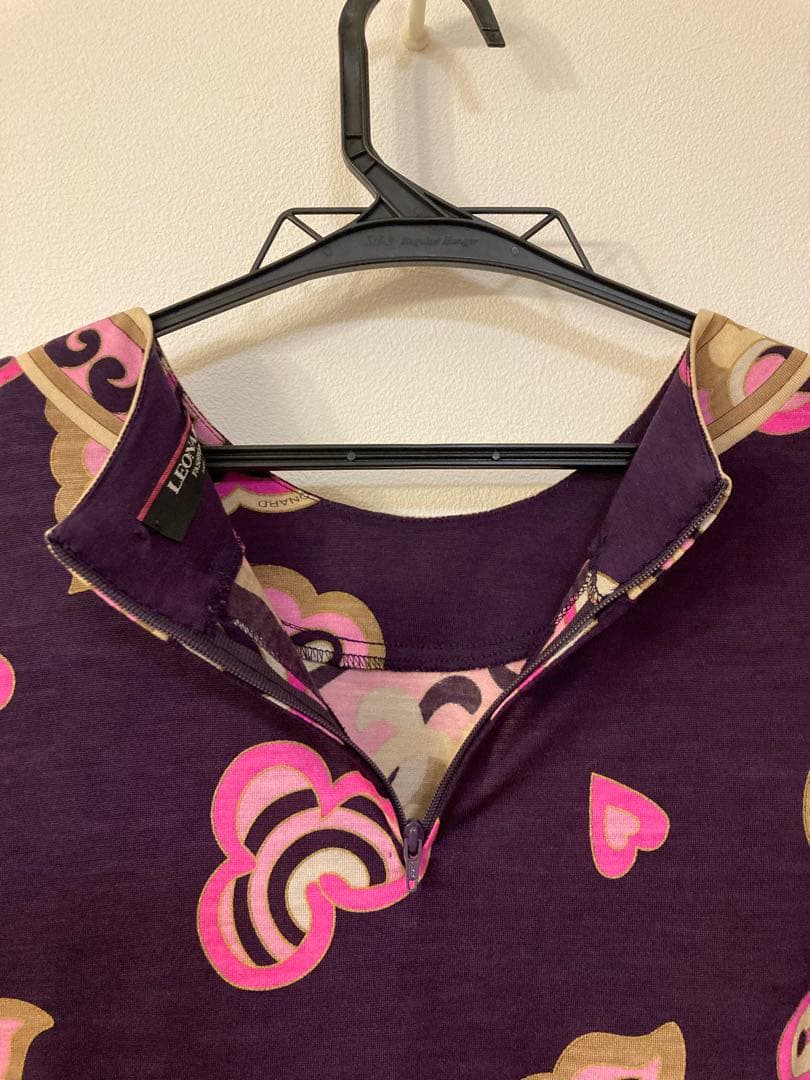 ☆LEONARD FASHION 長袖薄手トップス 紫・ピンク・ベージュ☆ＬＬ☆