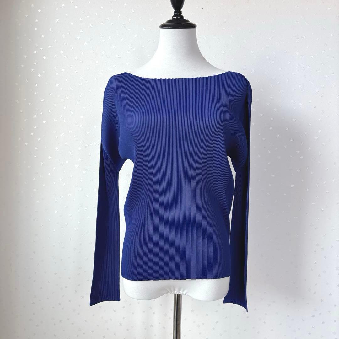 美品✨希少色✨プリーツプリーズ　長袖カットソー　ブルー　青　デザイナーズ