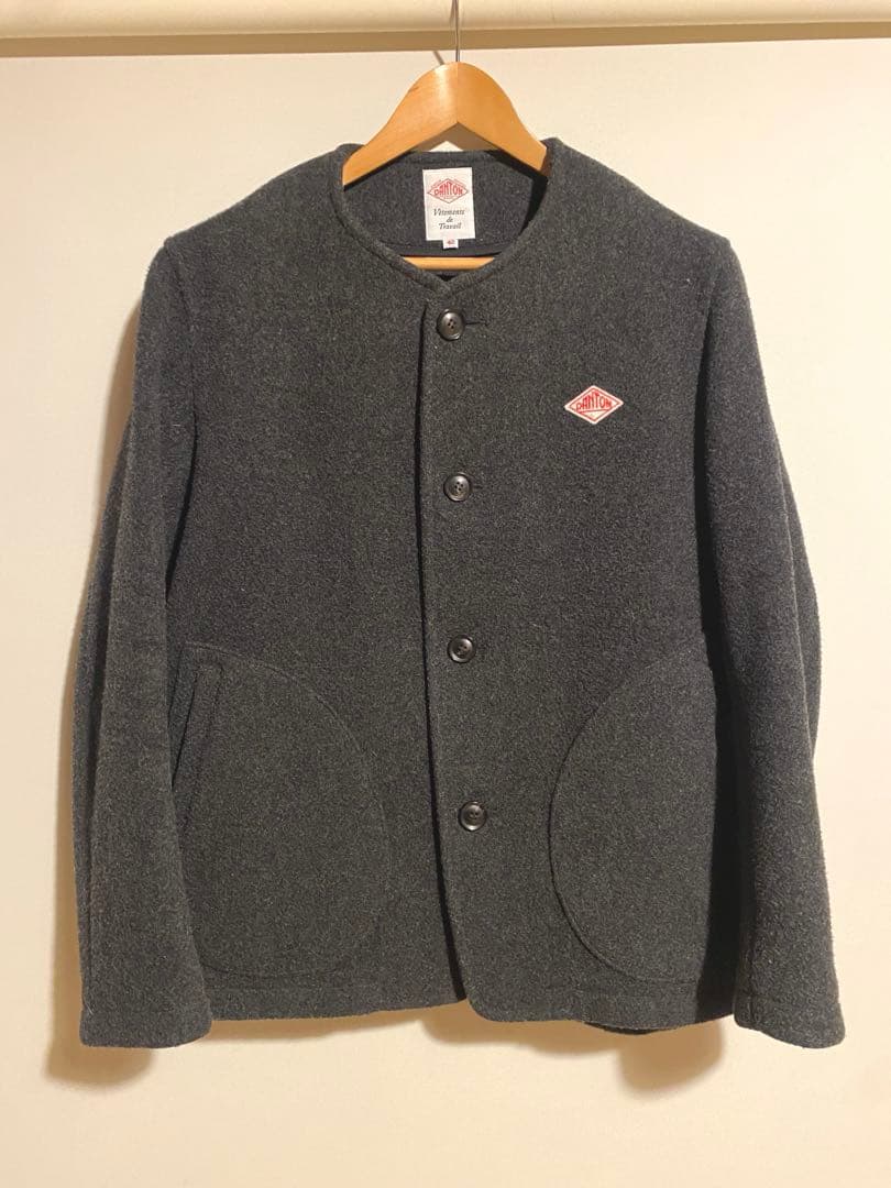 (最終値下げ)DANTON　ノーカラージャケットコート チャコールグレー 42