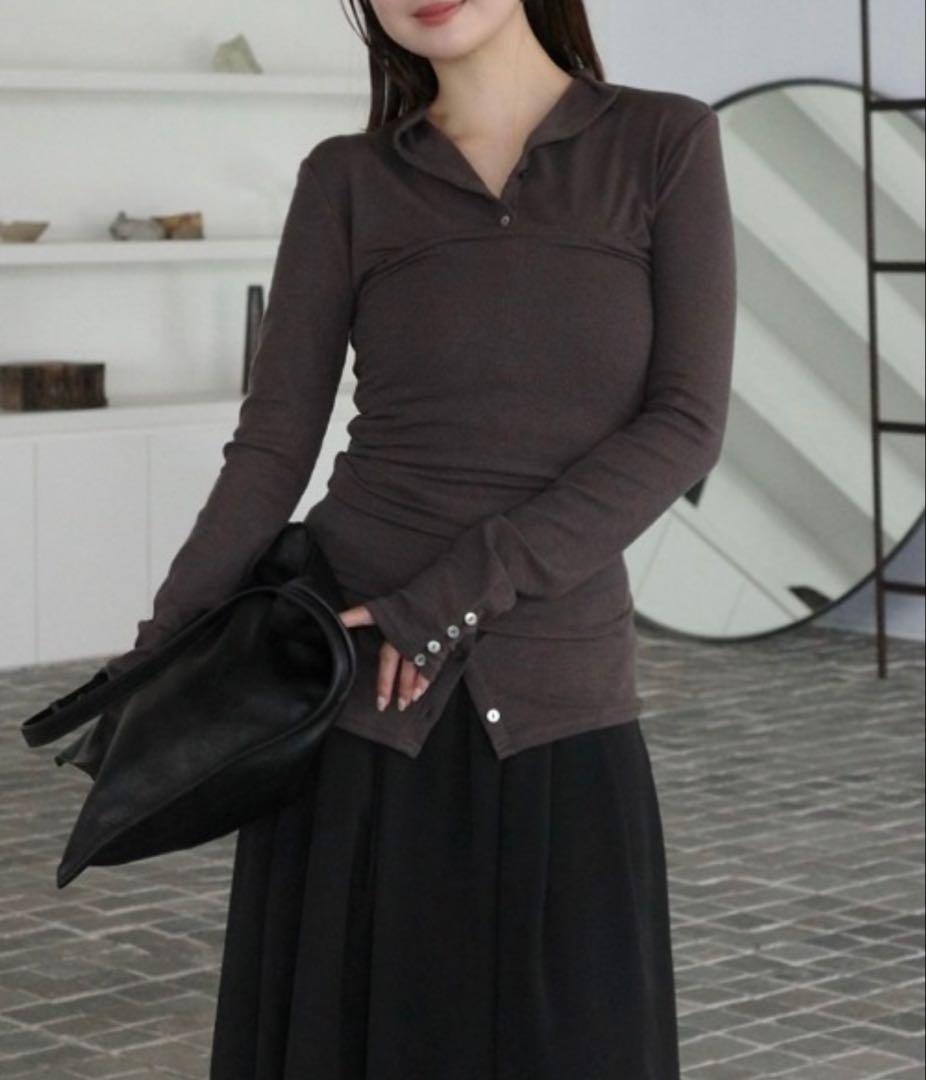 今期新作【anuans】テンセルウールレイヤーカットトップス