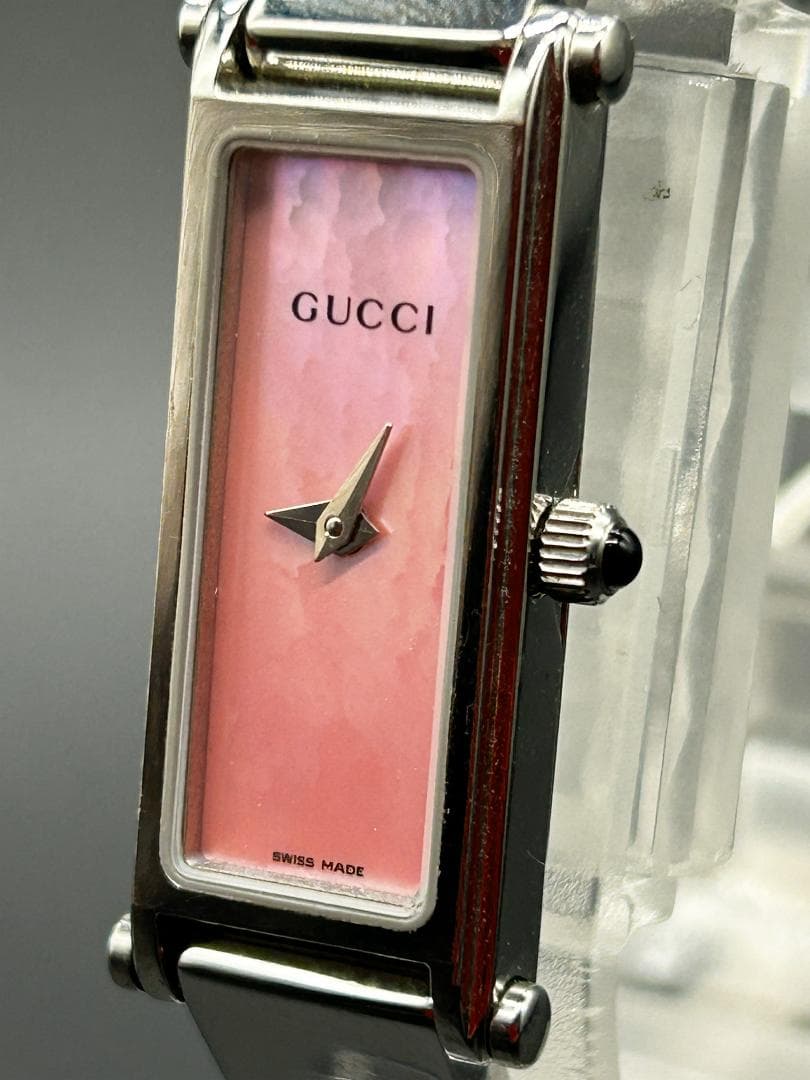 稼働【美品】GUCCI グッチ 時計 1500L シェル盤 ピンク レディース