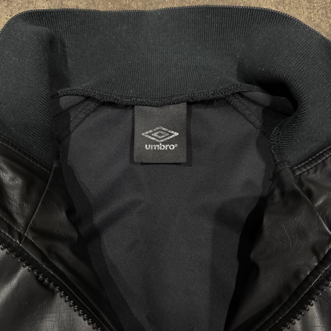 00s y2k umbro レザー　トラックジャケット　ロゴ　ブラック　希少