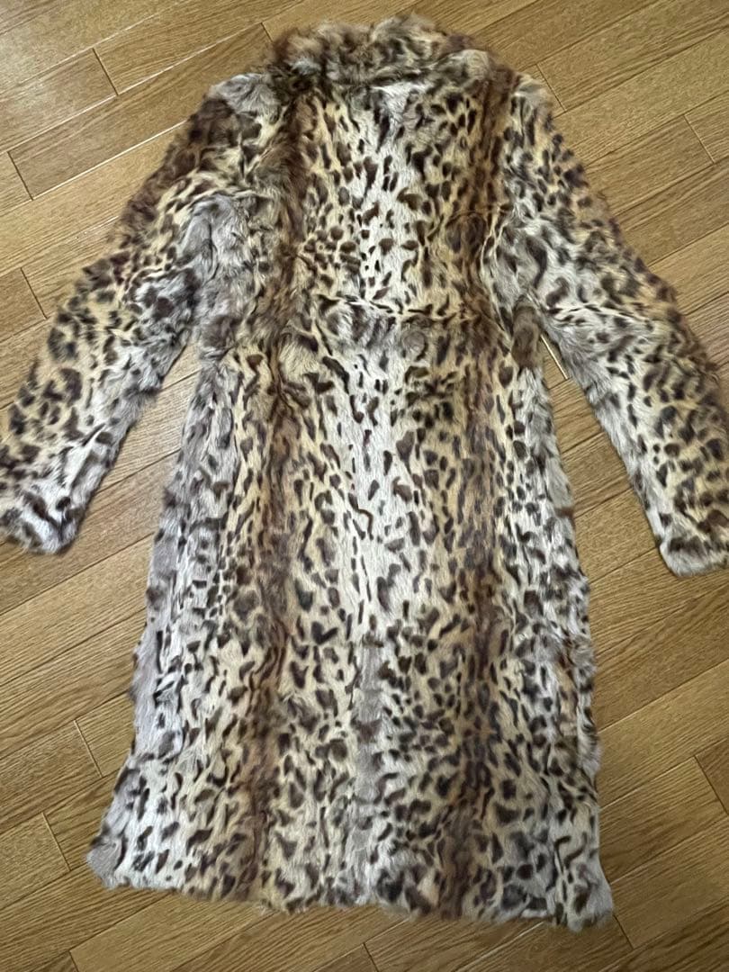 新品未使用　DURAS ヒョウ柄コート　ラビットファー100%