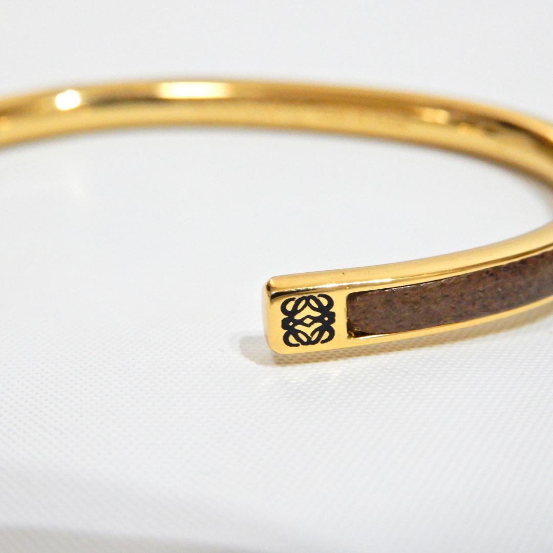 LOEWE ロエベ　バングル ブレスレット　アナグラム　メタル×レザー