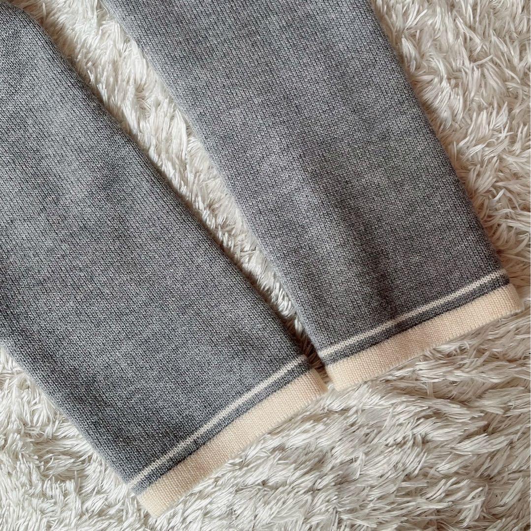 【美品】フォクシー ニットワンピースドレス トロンプ・ルイユ 長袖 グレー