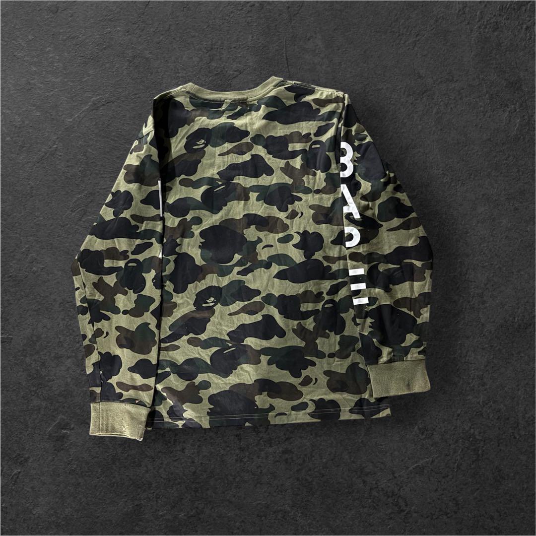 「美品」　BAPE 迷彩　人気カラー　ロンT 短丈　y2k