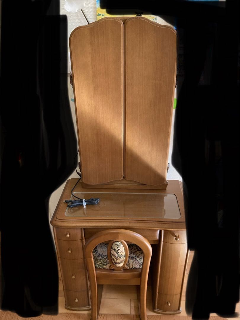 junさま用　ニレ無垢材　ドレッサー鏡台