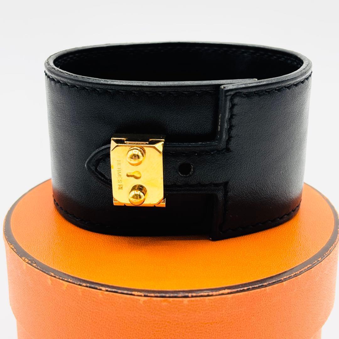 極美品✨エルメス ケリードッグ ブレスレット 黒 ゴールド金具 レザー 本革