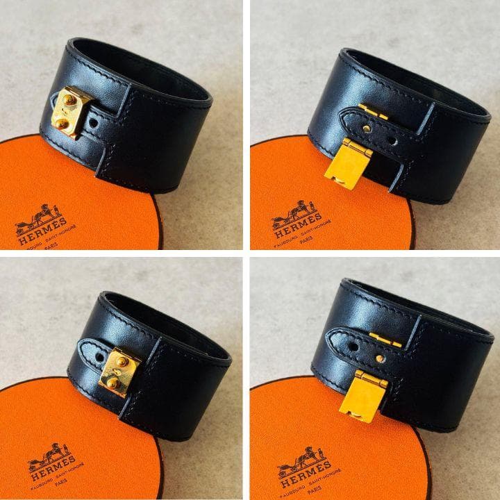 極美品✨エルメス ケリードッグ ブレスレット 黒 ゴールド金具 レザー 本革