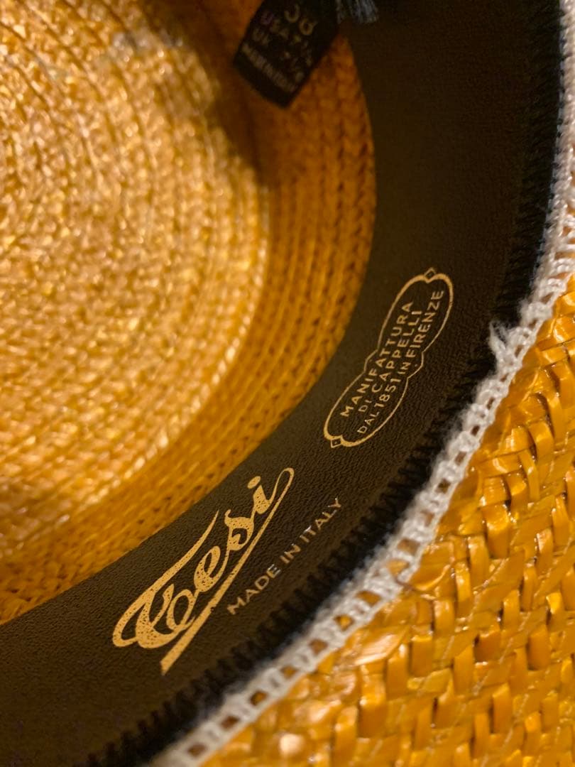 新品未使用Tesi カンカン帽　帽子 イタリア製58サイズ