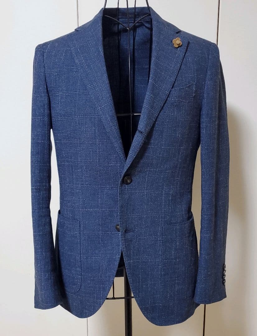 【良品】ラルディーニ　コットンリネンジャケット　近年タグ　ネイビー　44
