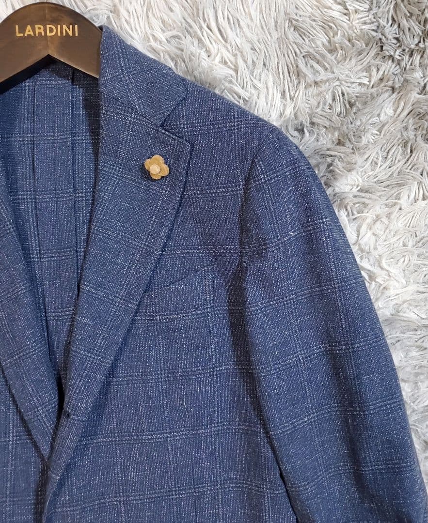 【良品】ラルディーニ　コットンリネンジャケット　近年タグ　ネイビー　44