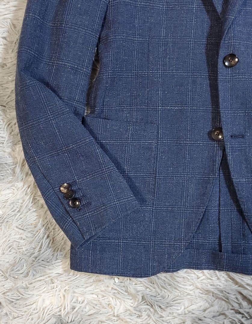【良品】ラルディーニ　コットンリネンジャケット　近年タグ　ネイビー　44