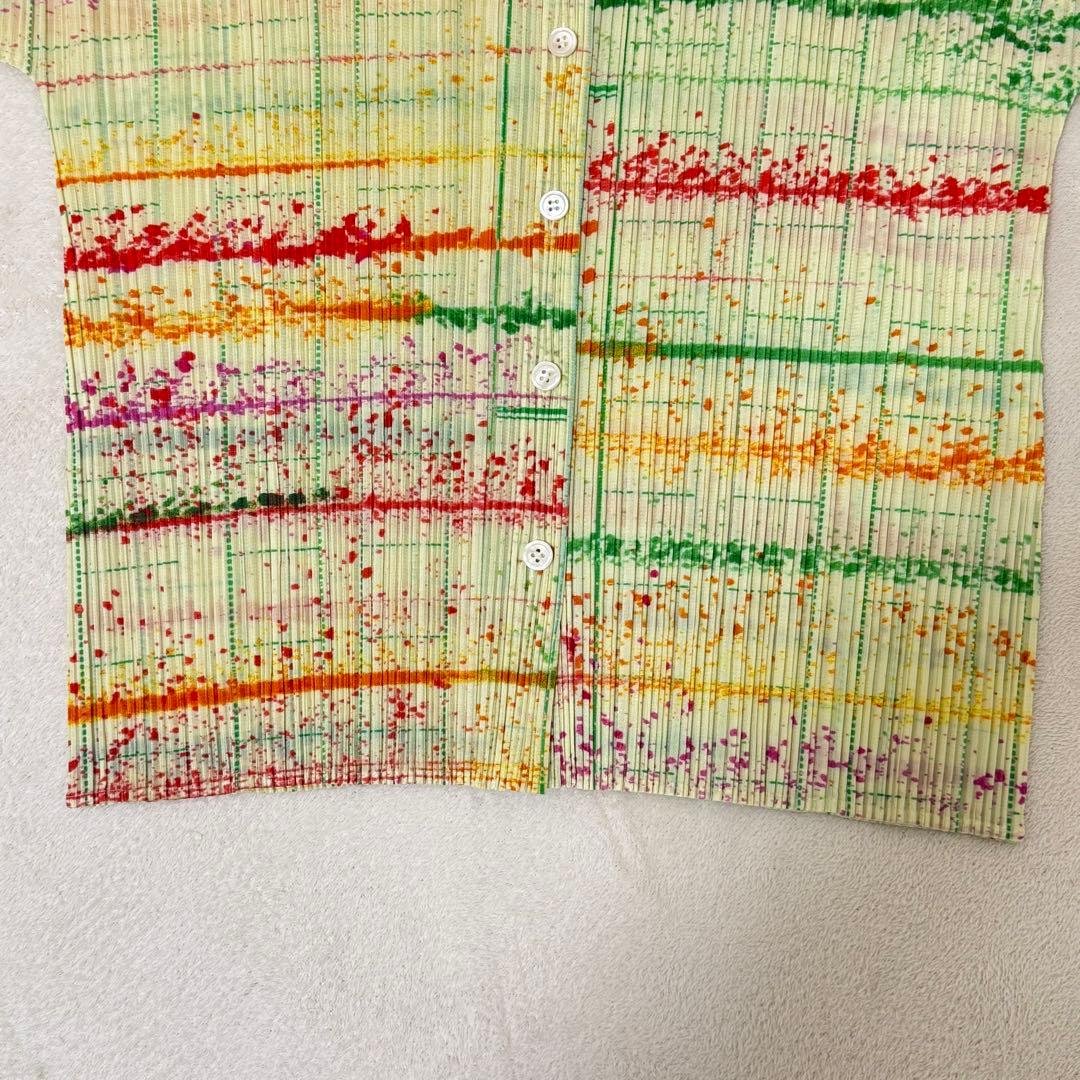 極美品✨PLEATS PLEASE プリーツ　シャツ　マルチカラー　長袖