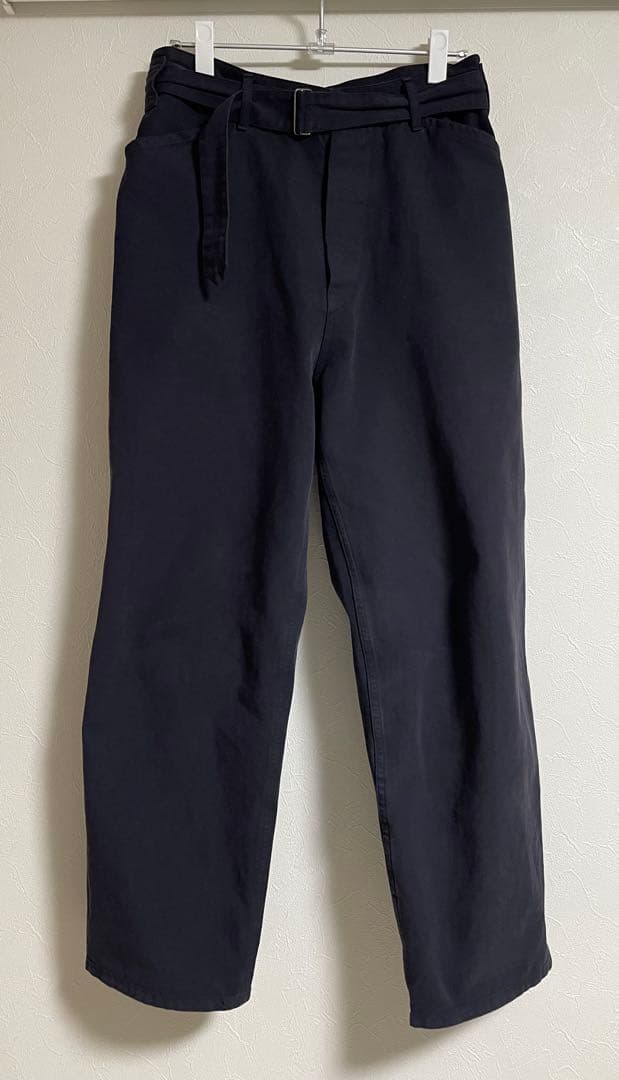 COMOLI 製品染めベルテッドパンツ NAVY 1