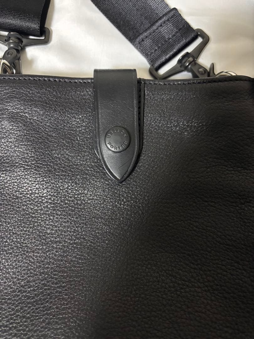 PORTER CISCOブラックレザー ショルダーバッグ L