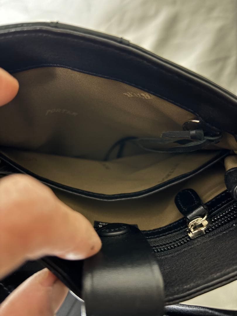 PORTER CISCOブラックレザー ショルダーバッグ L