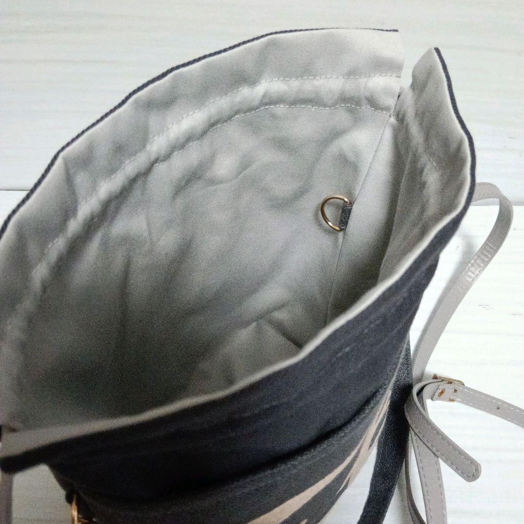 ミナペルホネン　ポケット巾着バッグ　go!　ダークグレー　鳥さん