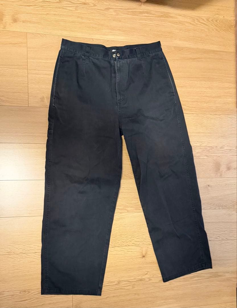 Stussy ブラック チノ ワーク パンツ34サイズ