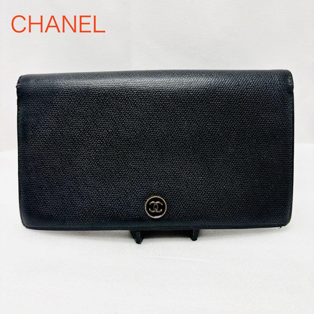 CHANEL シャネル　長財布　ココマーク　折り財布　レザー　ブラック
