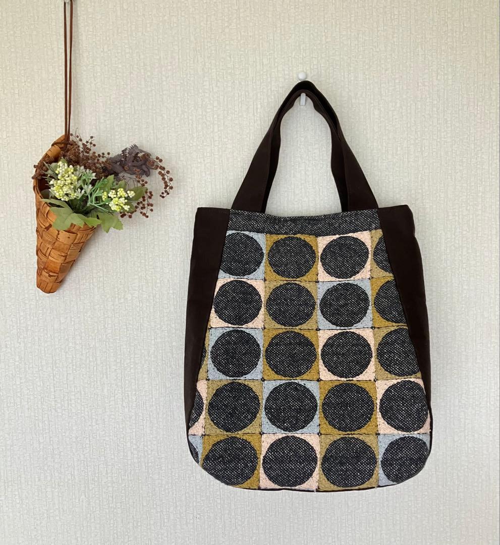 秋色yula&pallo ミナペルホネン ハンドメイド　ドロップ型トートバッグ