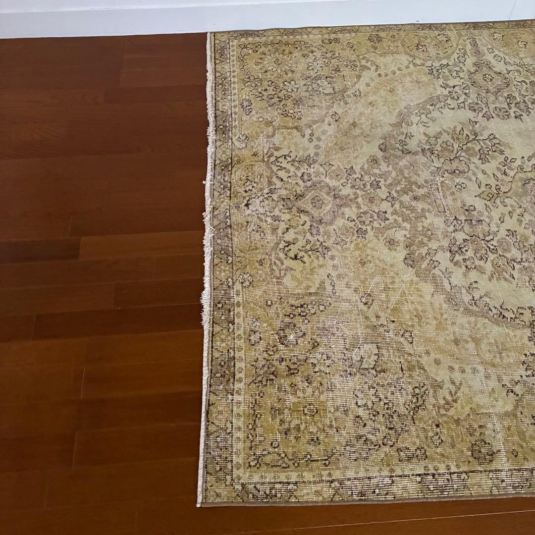 大判イエロー　ヴィンテージラグ　158×276