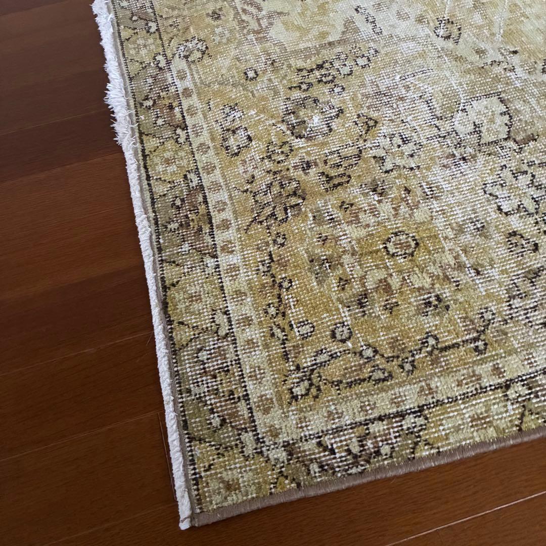 大判イエロー　ヴィンテージラグ　158×276