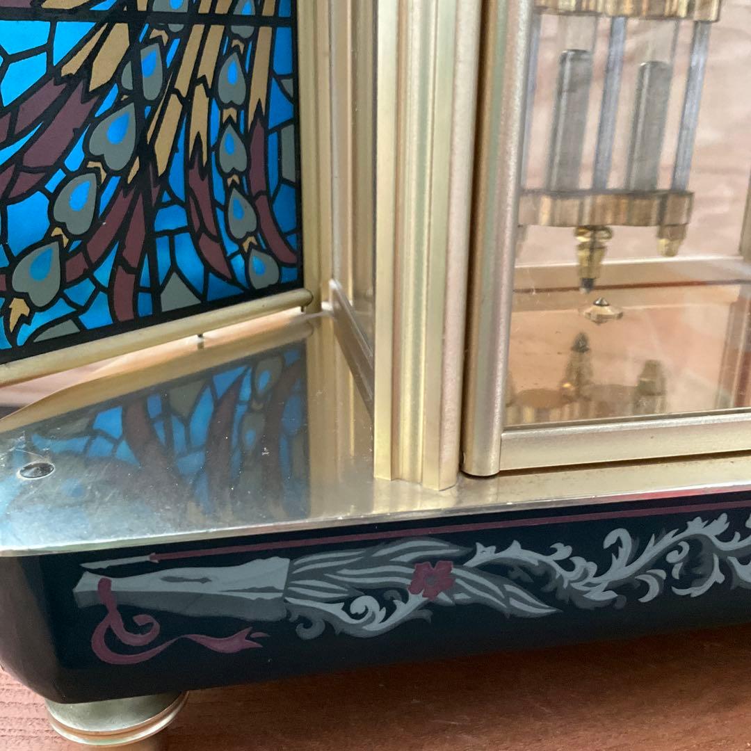 日本美術時計 Nマーク ステンドグラス風　ゼンマイ振り子式置時計 4面ガラス