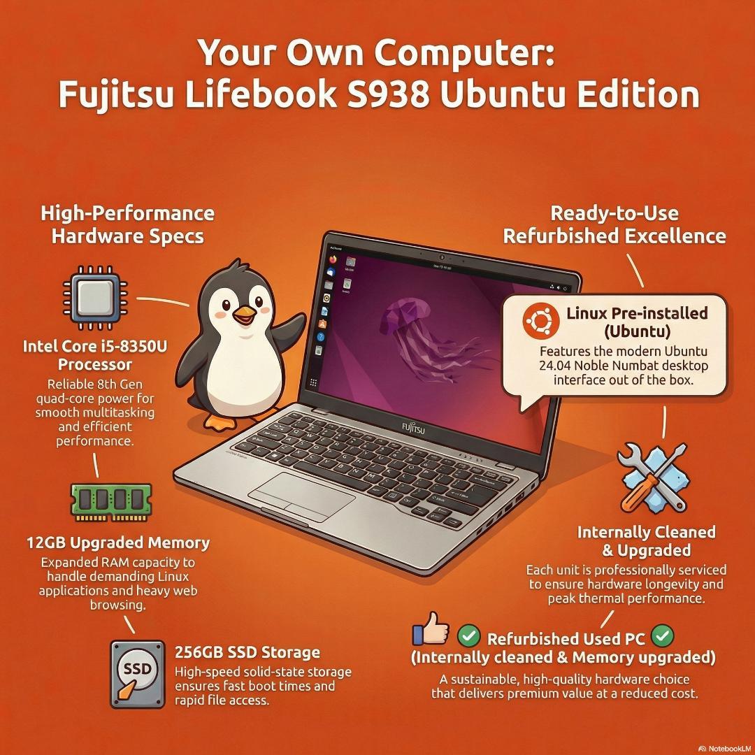 【Ubuntu搭載】富士通ノート i5-8350U/12GB/SSD256GB